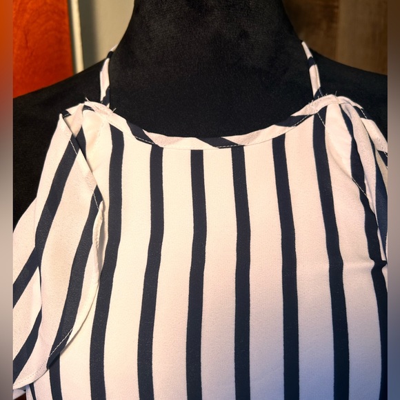 J crew navy blue and white striped halter - Picture 2 of 9